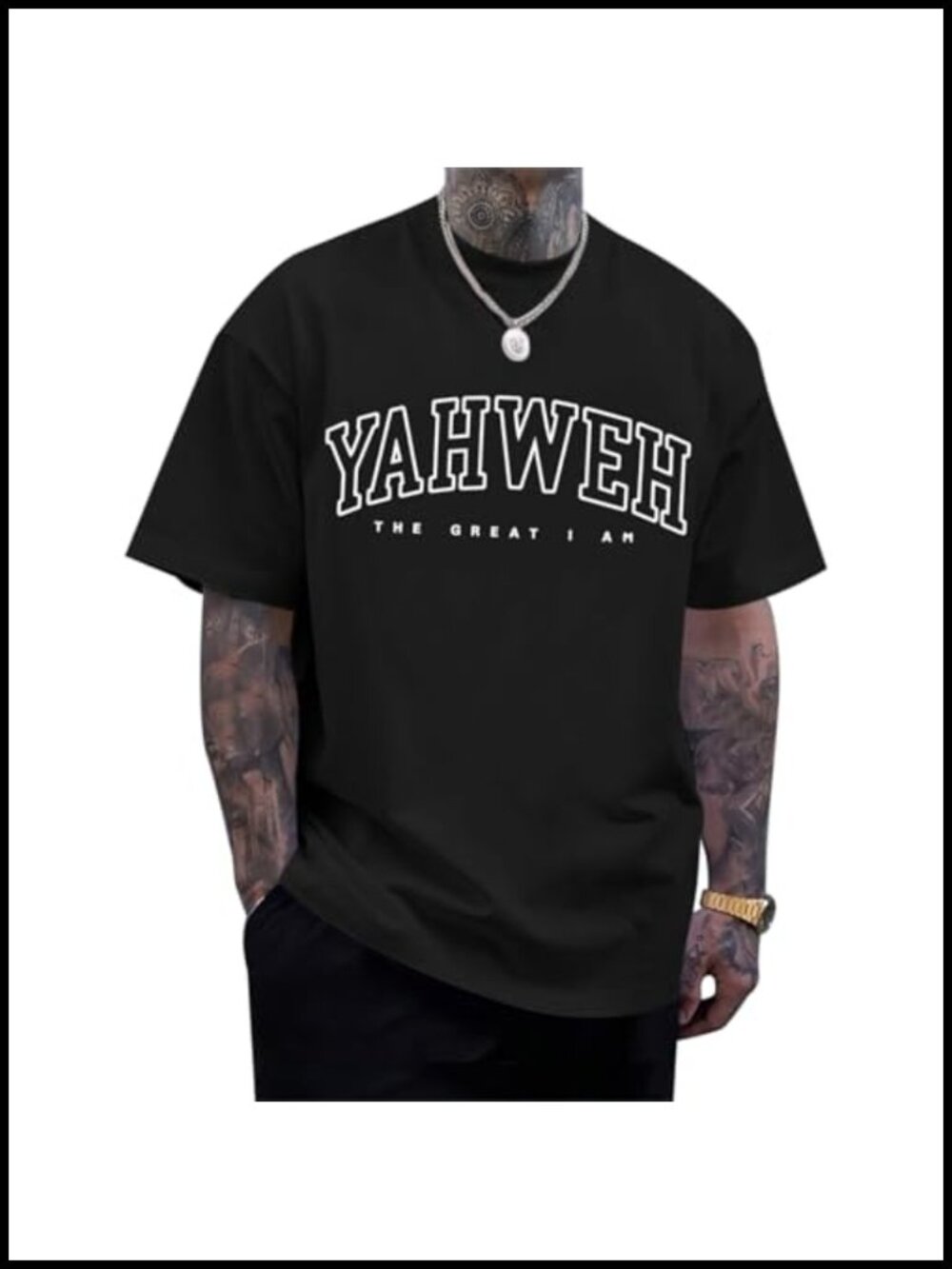 Men's Christian Graphic T-Shirt Cotton Yahweh Bible Verse Oversized Vintage Tee
